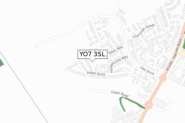 YO7 3SL map - large scale - OS Open Zoomstack (Ordnance Survey)