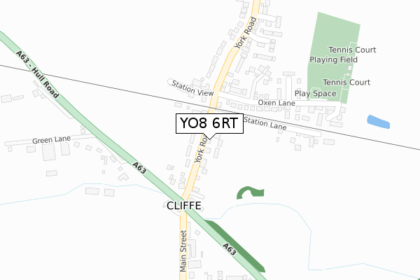 YO8 6RT map - large scale - OS Open Zoomstack (Ordnance Survey)