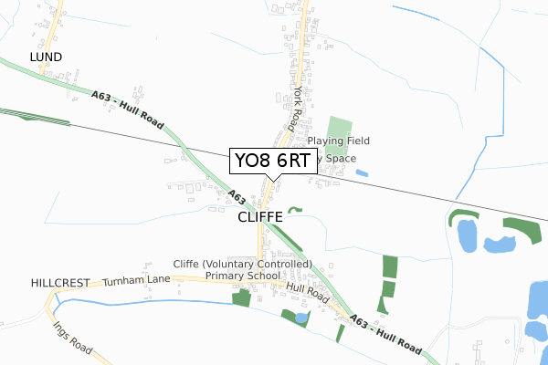 YO8 6RT map - small scale - OS Open Zoomstack (Ordnance Survey)