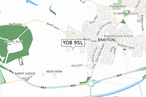 YO8 9SL map - small scale - OS Open Zoomstack (Ordnance Survey)