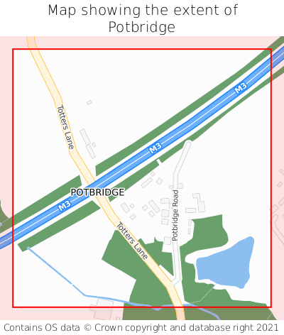 Map showing extent of Potbridge as bounding box