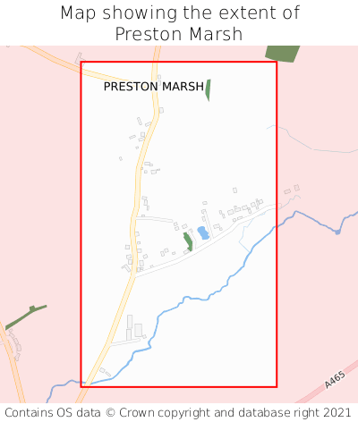 Map showing extent of Preston Marsh as bounding box