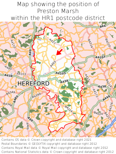 Map showing location of Preston Marsh within HR1