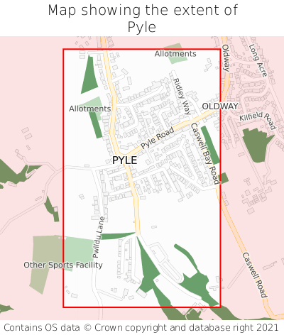 Map showing extent of Pyle as bounding box