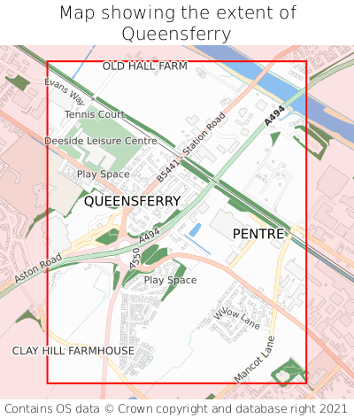 Map showing extent of Queensferry as bounding box