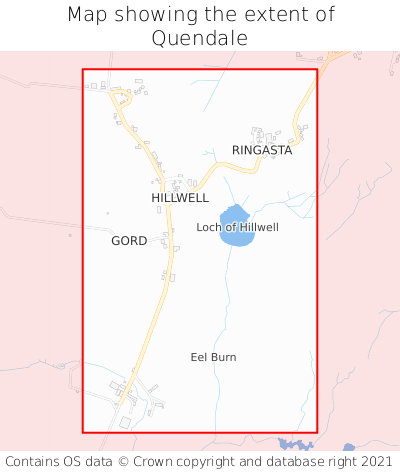 Map showing extent of Quendale as bounding box