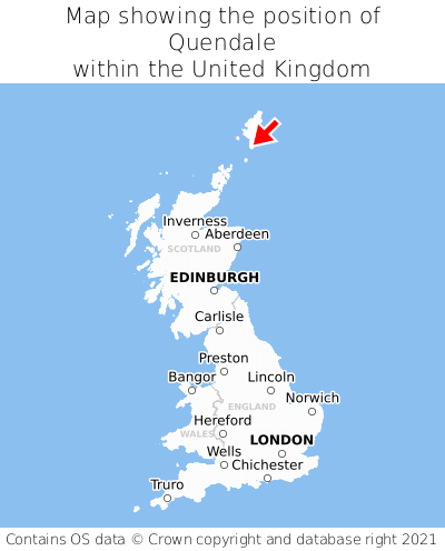Map showing location of Quendale within the UK