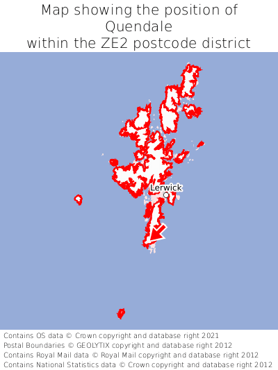 Map showing location of Quendale within ZE2