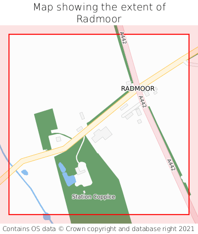 Map showing extent of Radmoor as bounding box