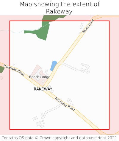 Map showing extent of Rakeway as bounding box