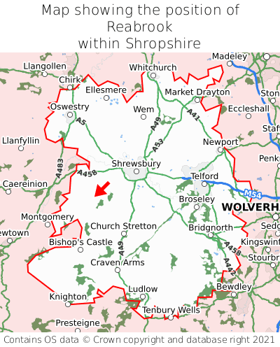 Map showing location of Reabrook within Shropshire