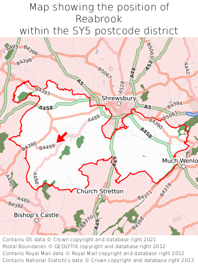 Map showing location of Reabrook within SY5