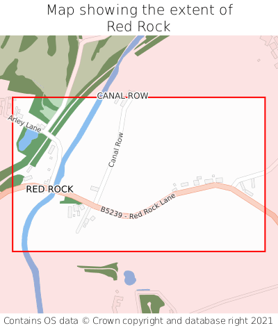 Map showing extent of Red Rock as bounding box