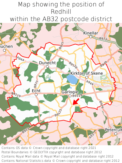 Map showing location of Redhill within AB32