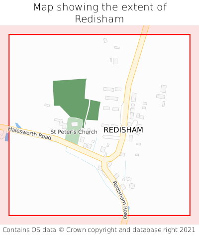 Map showing extent of Redisham as bounding box