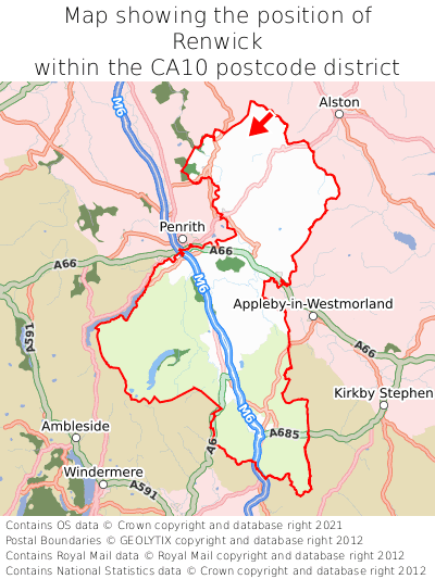 Map showing location of Renwick within CA10