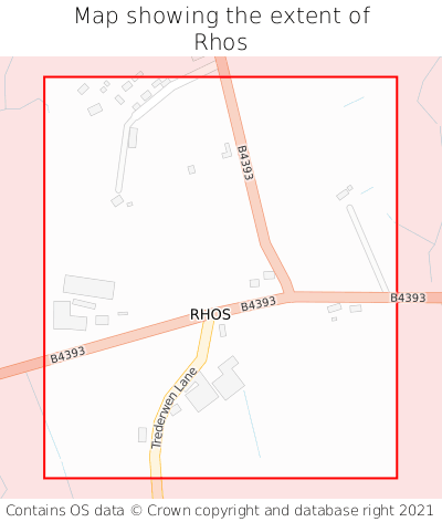 Map showing extent of Rhos as bounding box