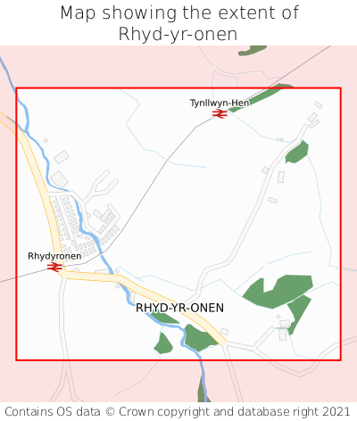 Map showing extent of Rhyd-yr-onen as bounding box