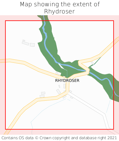 Map showing extent of Rhydroser as bounding box