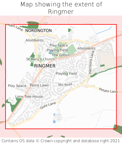 Map showing extent of Ringmer as bounding box