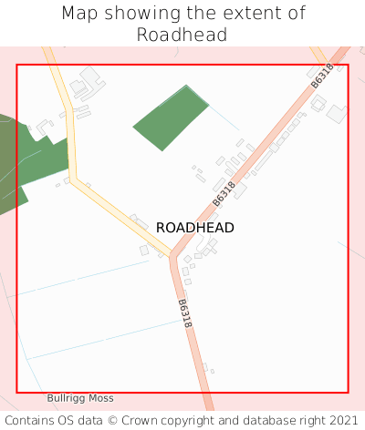 Map showing extent of Roadhead as bounding box