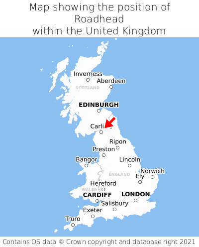 Map showing location of Roadhead within the UK