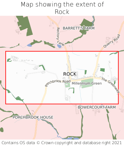 Map showing extent of Rock as bounding box