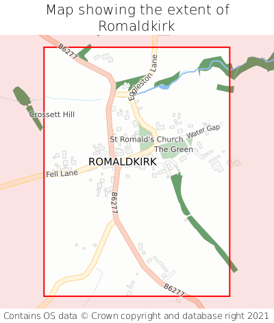 Map showing extent of Romaldkirk as bounding box