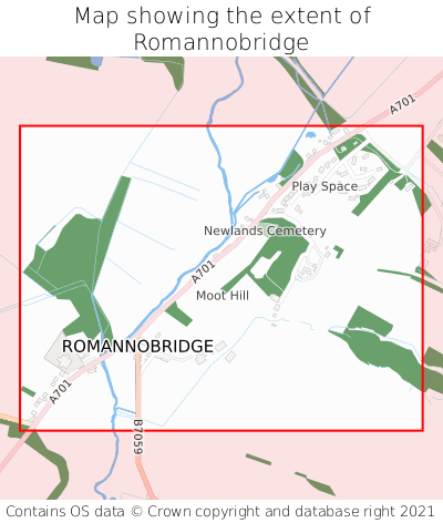 Map showing extent of Romannobridge as bounding box