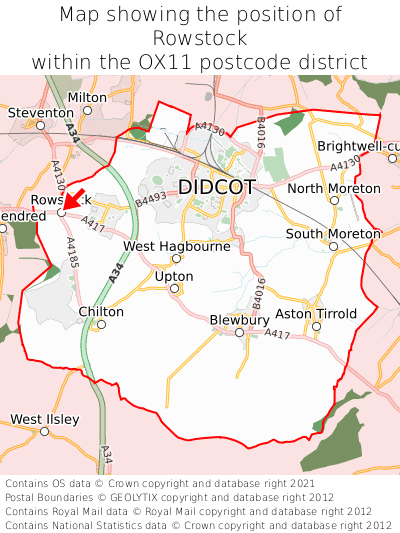 Map showing location of Rowstock within OX11