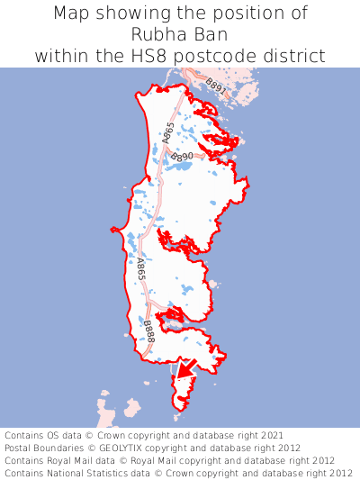 Map showing location of Rubha Ban within HS8