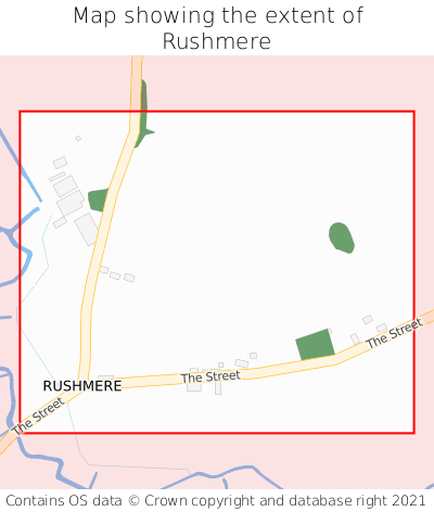 Map showing extent of Rushmere as bounding box