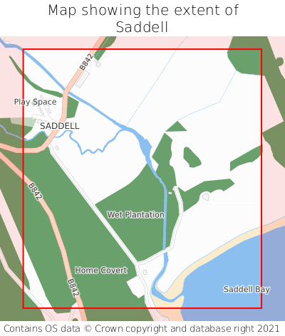 Map showing extent of Saddell as bounding box