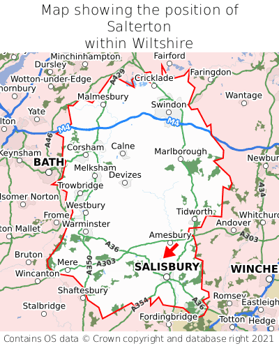 Map showing location of Salterton within Wiltshire
