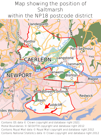 Map showing location of Saltmarsh within NP18