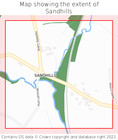 Map showing extent of Sandhills as bounding box