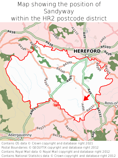Map showing location of Sandyway within HR2