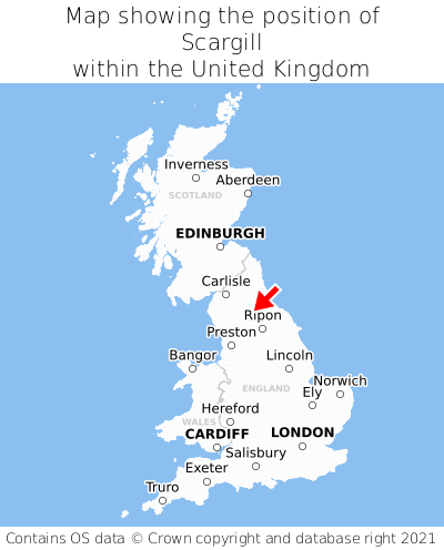 Map showing location of Scargill within the UK