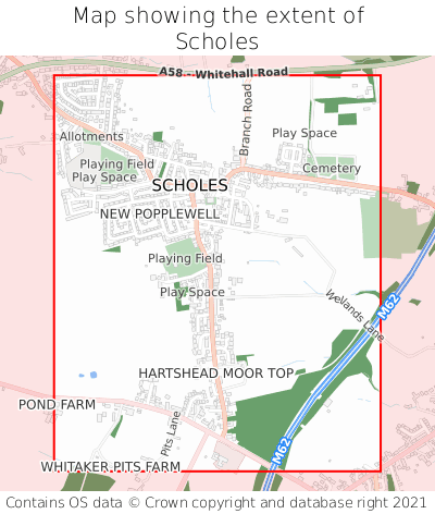 Map showing extent of Scholes as bounding box
