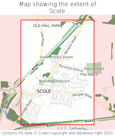 Map showing extent of Scole as bounding box