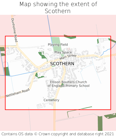 Map showing extent of Scothern as bounding box