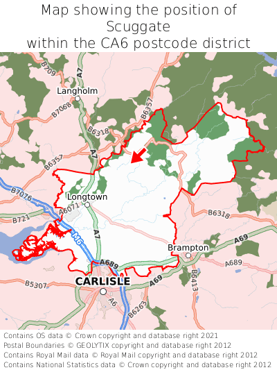 Map showing location of Scuggate within CA6