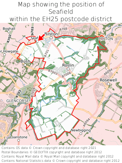 Map showing location of Seafield within EH25