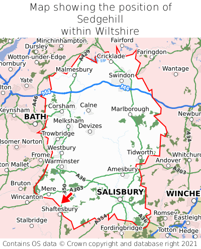 Map showing location of Sedgehill within Wiltshire