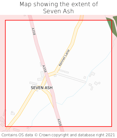 Map showing extent of Seven Ash as bounding box