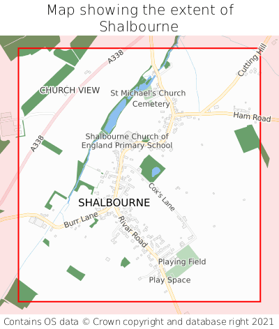 Map showing extent of Shalbourne as bounding box