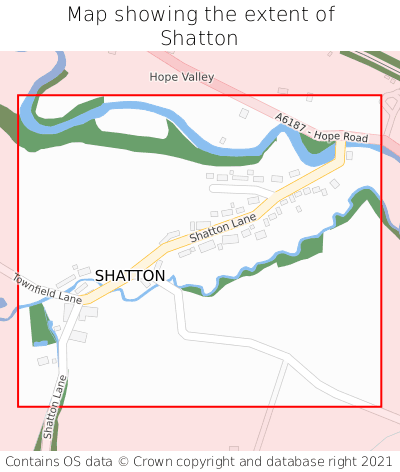 Map showing extent of Shatton as bounding box