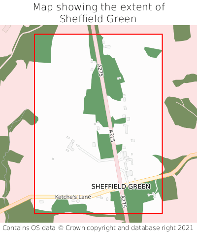 Map showing extent of Sheffield Green as bounding box