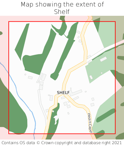 Map showing extent of Shelf as bounding box