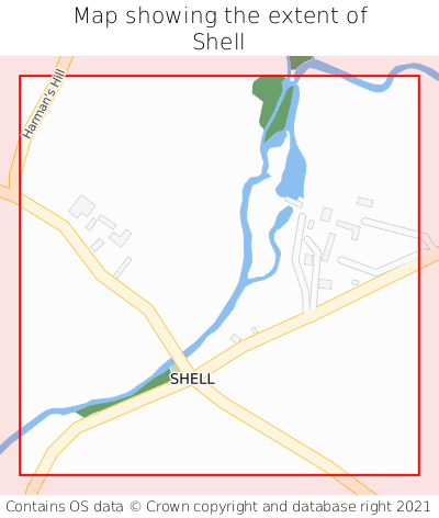 Map showing extent of Shell as bounding box